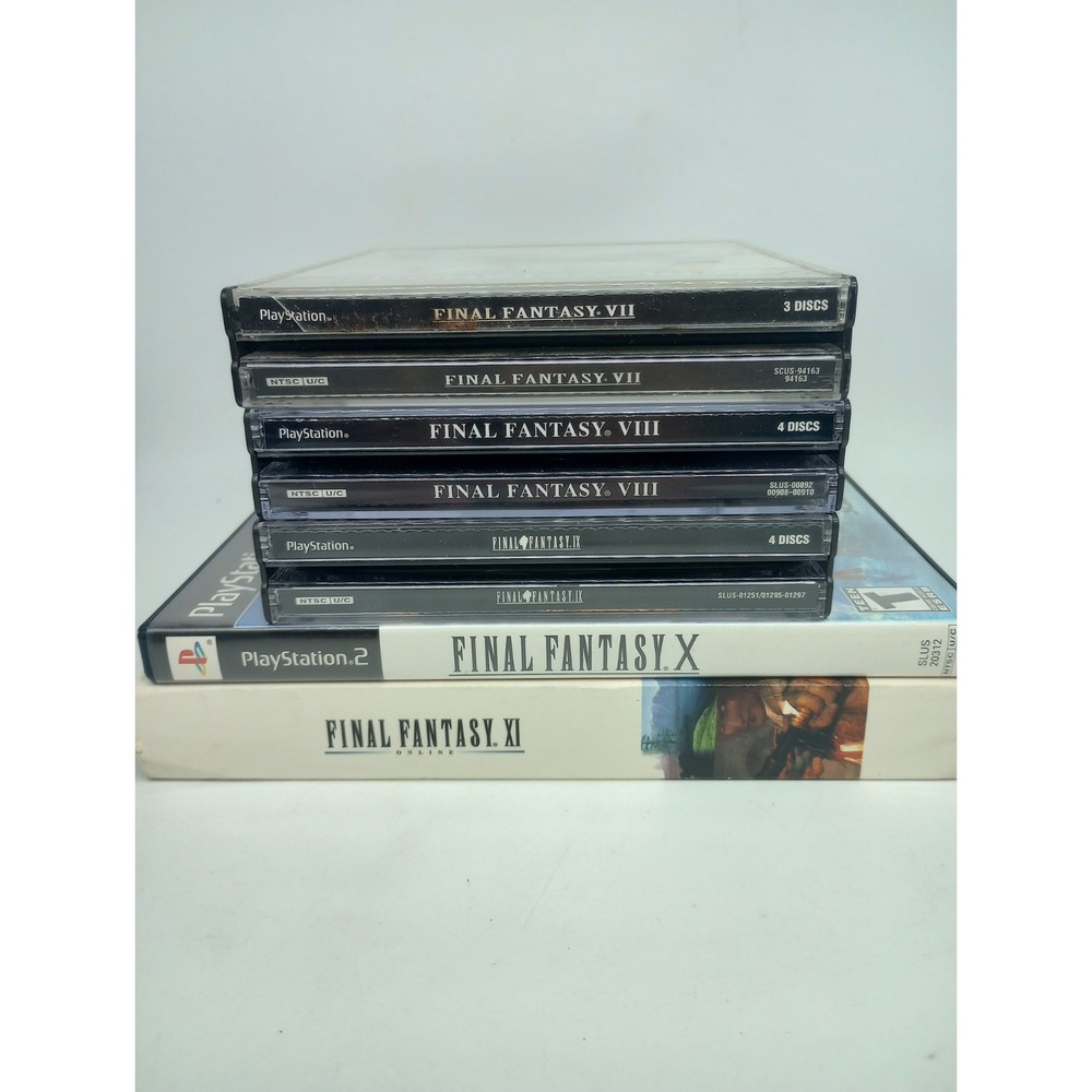 Final Fantasy 7, 8, 9, 10 & 11 Online PS1 PS2 All Black Label Great Condition